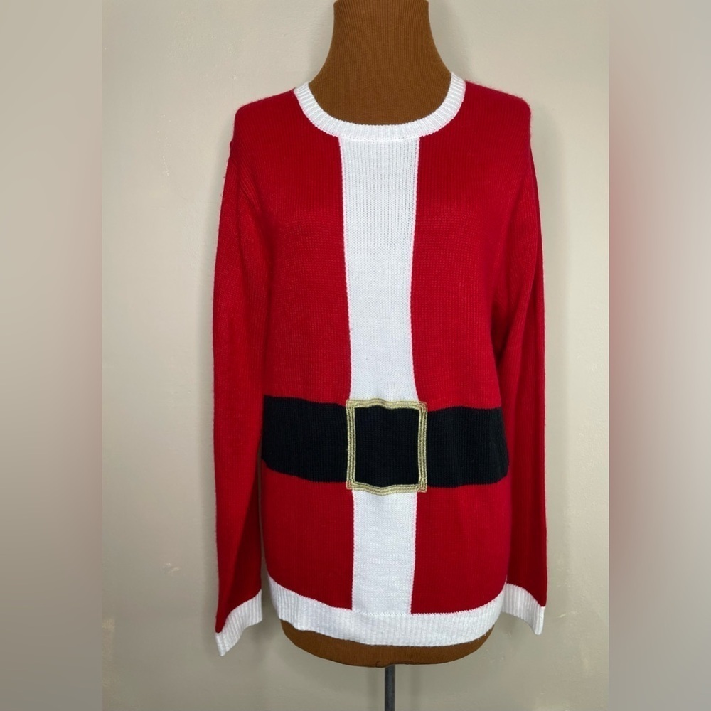 Jolly Sweaters Santa Theme Long Tunic Sweater Size Small